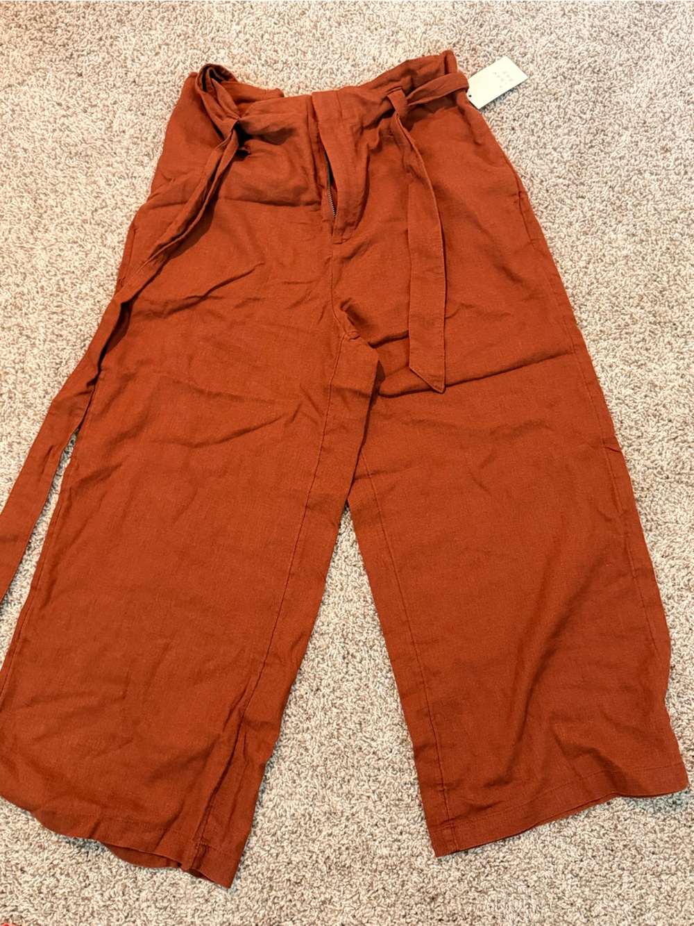 a new day Rust Wide-Leg Tie-Waist Pants